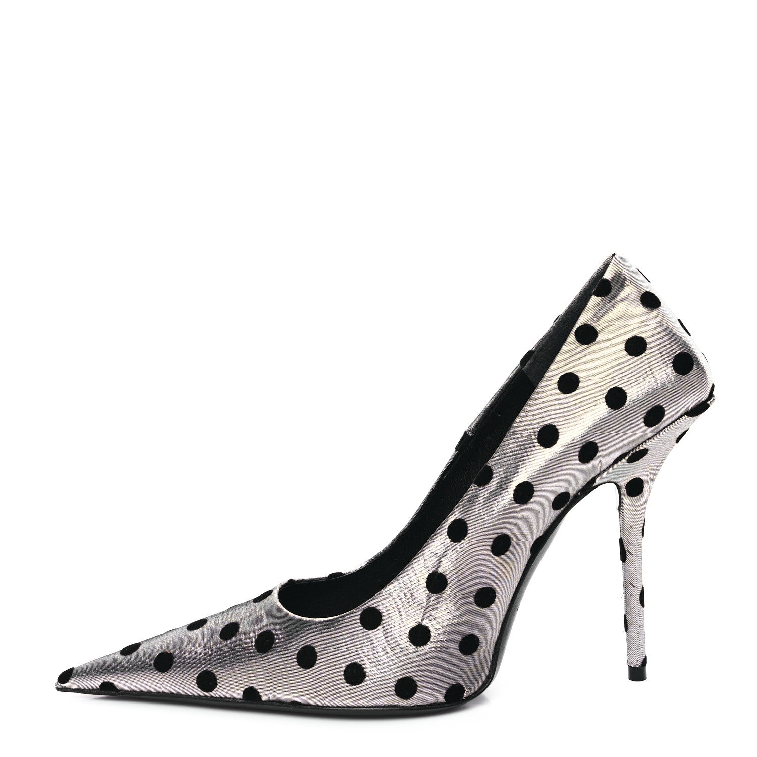 Balenciaga Shiny Fabric Square Knife 110mm Pumps 38 Silver Black 1 of 9