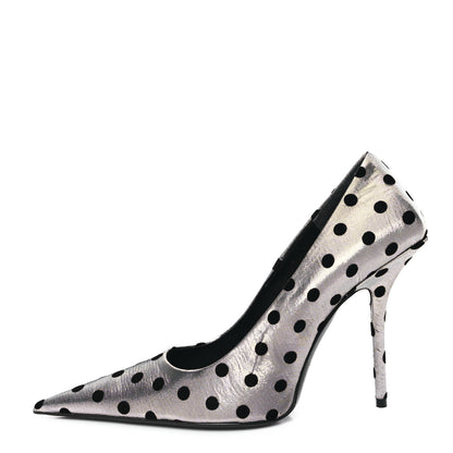 Balenciaga Shiny Fabric Square Knife 110mm Pumps 38 Silver Black 1 of 9