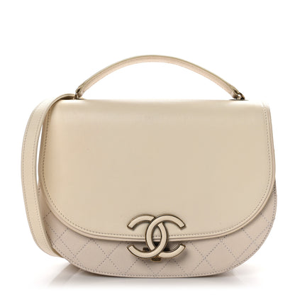 Chanel Shiny Calfskin Goatskin Quilted Medium Coco Curve Messenger Flap White 1 of 11