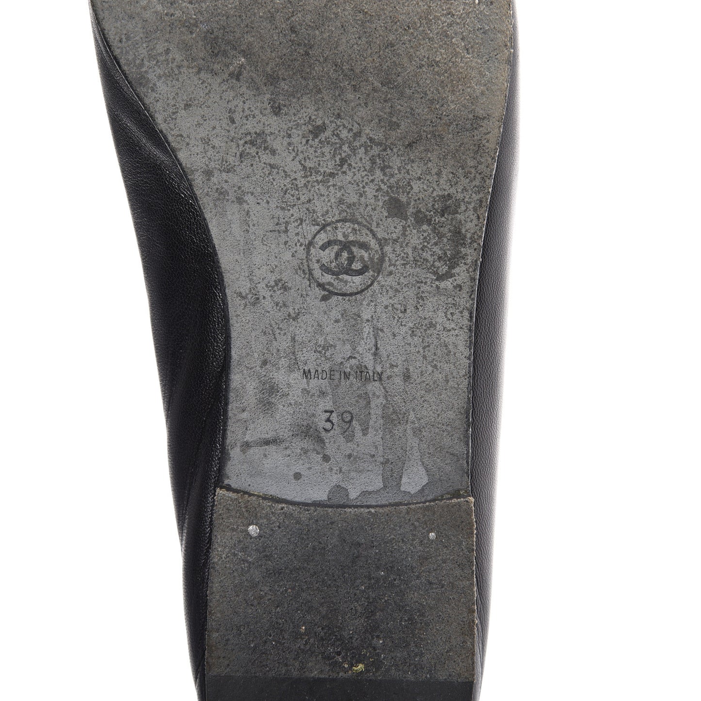 Lambskin Patent Cap Toe Ballerina Flats 39 Black