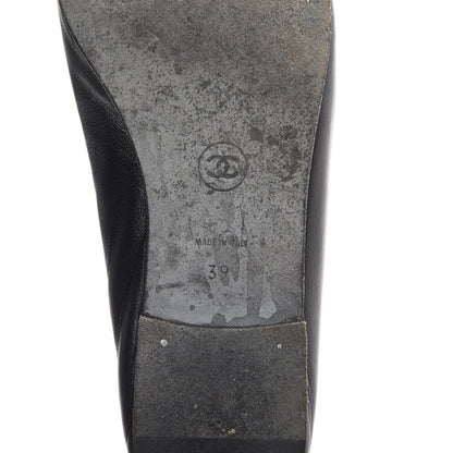 Chanel Lambskin Patent Cap Toe Ballerina Flats 39 Black 6 of 12