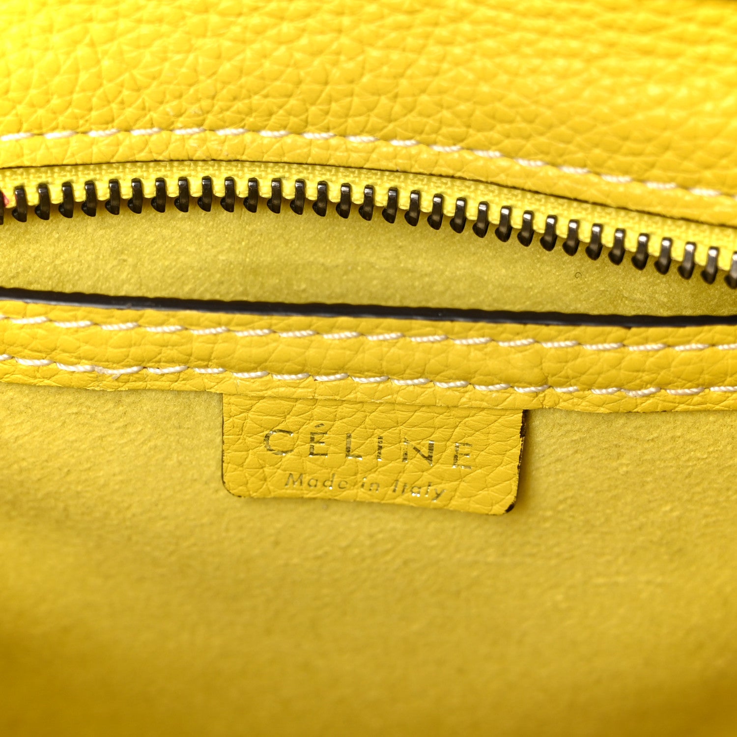 Celine Drummed Calfskin Nano Luggage Citron 6 of 11