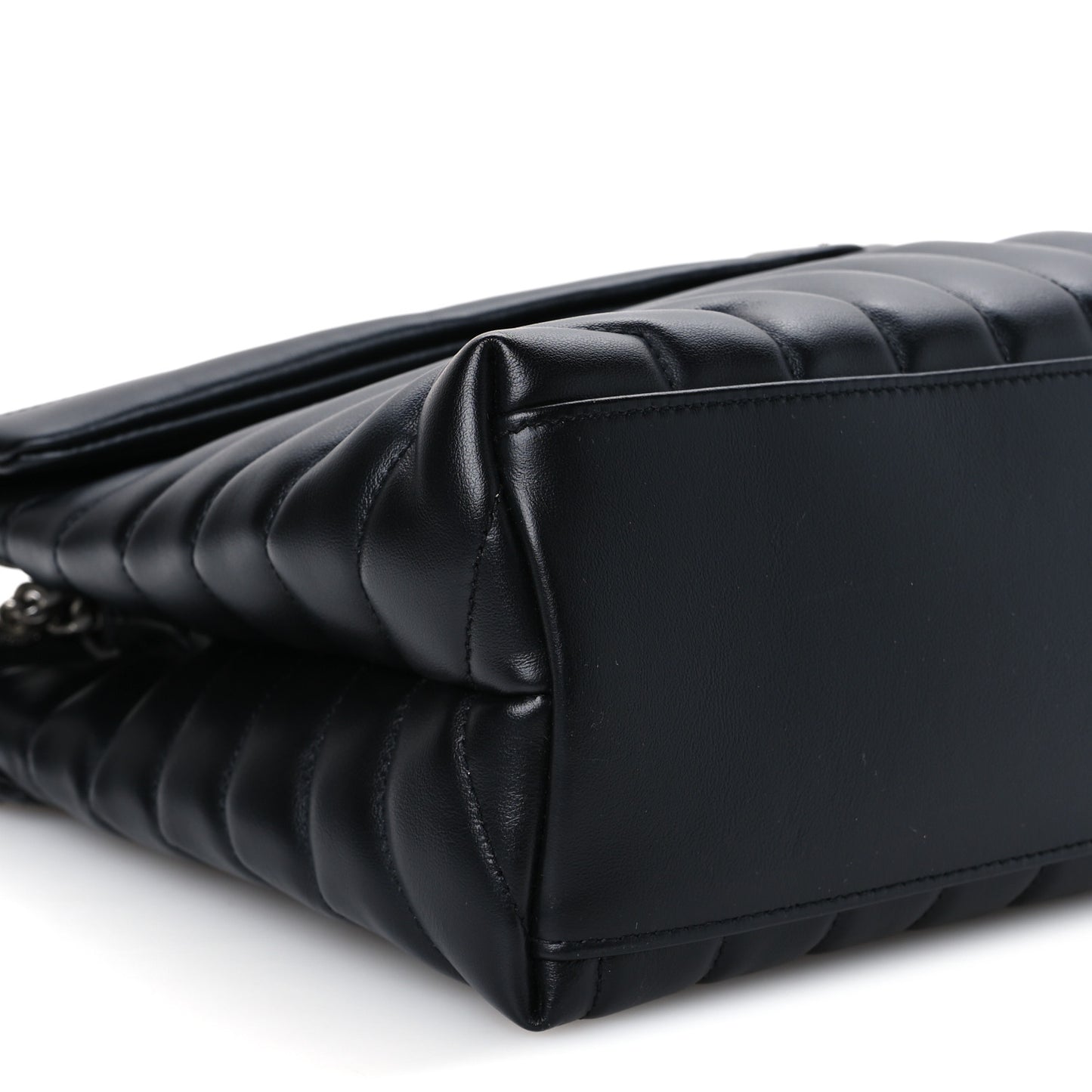 Calfskin Y Quilted Monogram Medium Loulou Chain Satchel Black