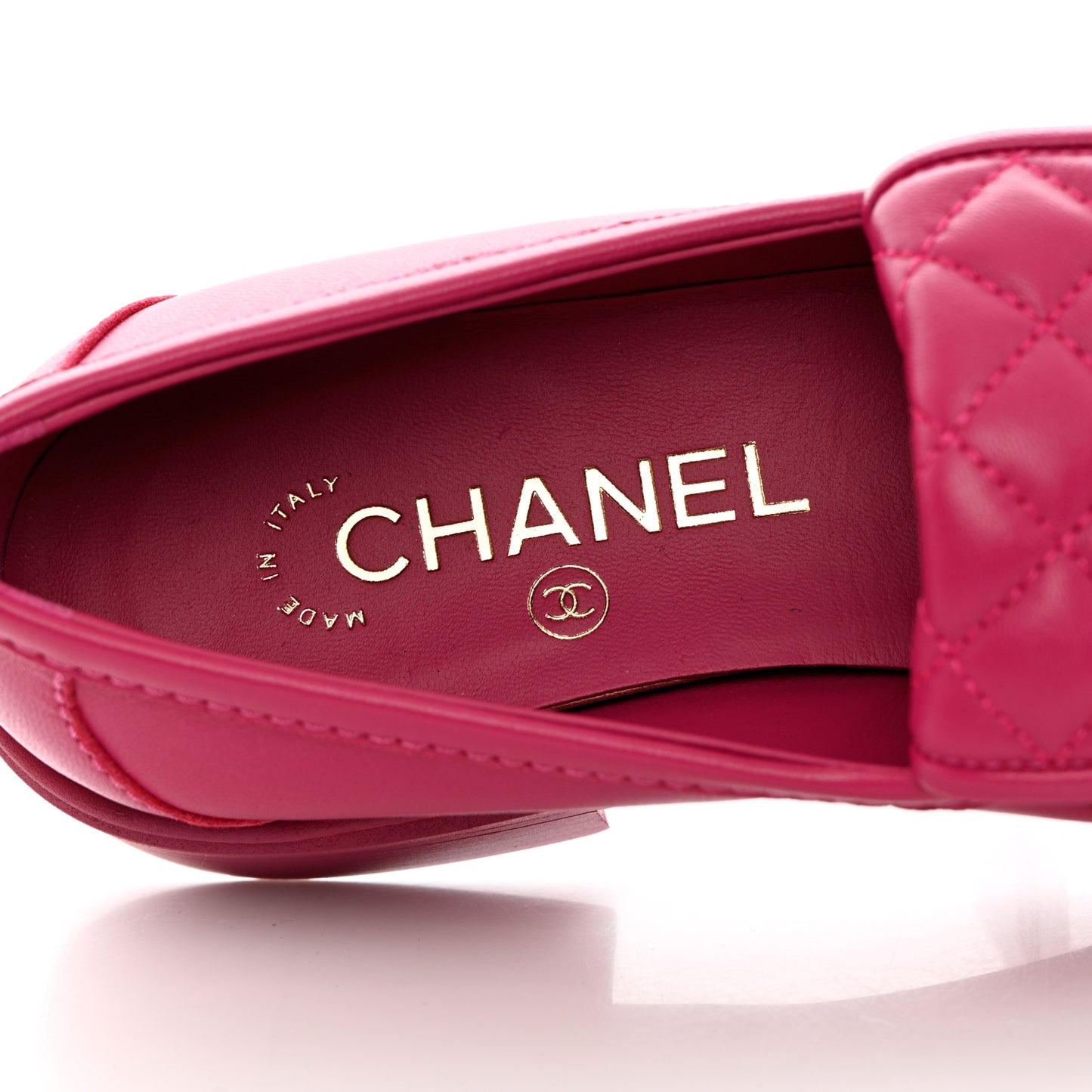 Lambskin Quilted CC Turnlock Loafers 37.5 Fuchsia