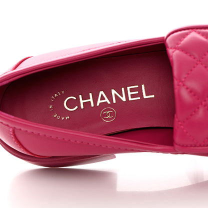 Chanel Lambskin Quilted CC Turnlock Loafers 37.5 Fuchsia 7 of 12