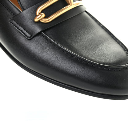 Hermes Calfskin Womens Colette Loafers 37 Black 9 of 10