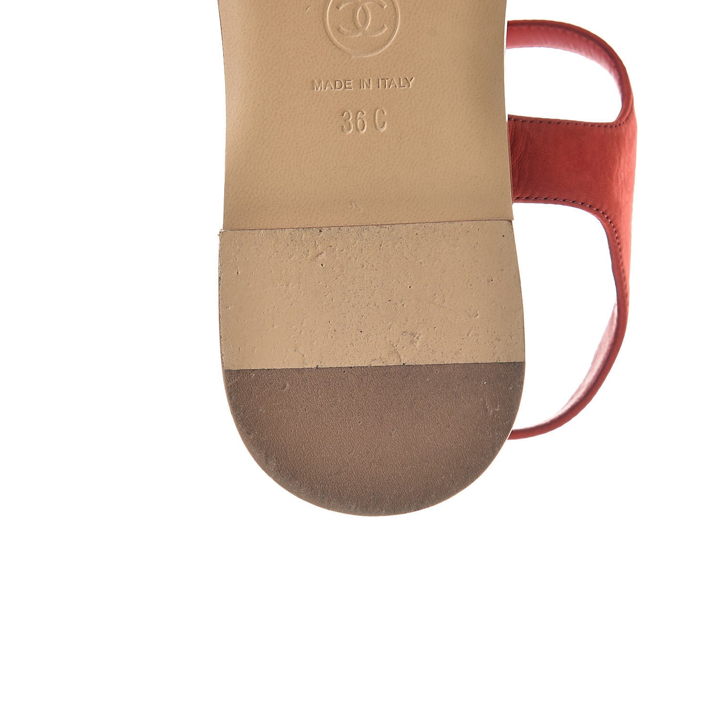 Lambskin Chain CC Thong Sandals 36 Red