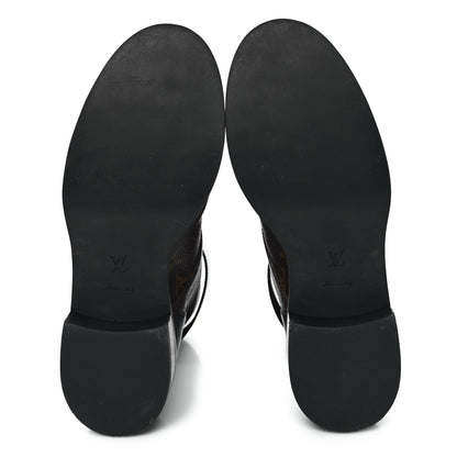 Louis Vuitton Calfskin Monogram Wonderland Flat Ranger Boots 41 Black 5 of 10