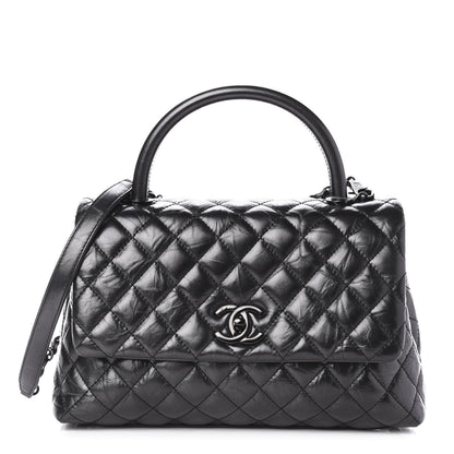 Chanel Aged Calfskin Quilted Small Coco Handle Flap So Black 1 of 10
