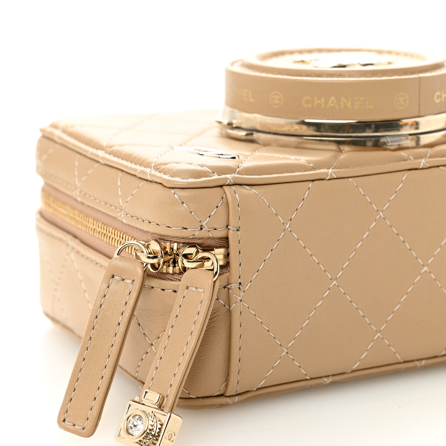 Lambskin Quilted Coco Click Bag Dark Beige