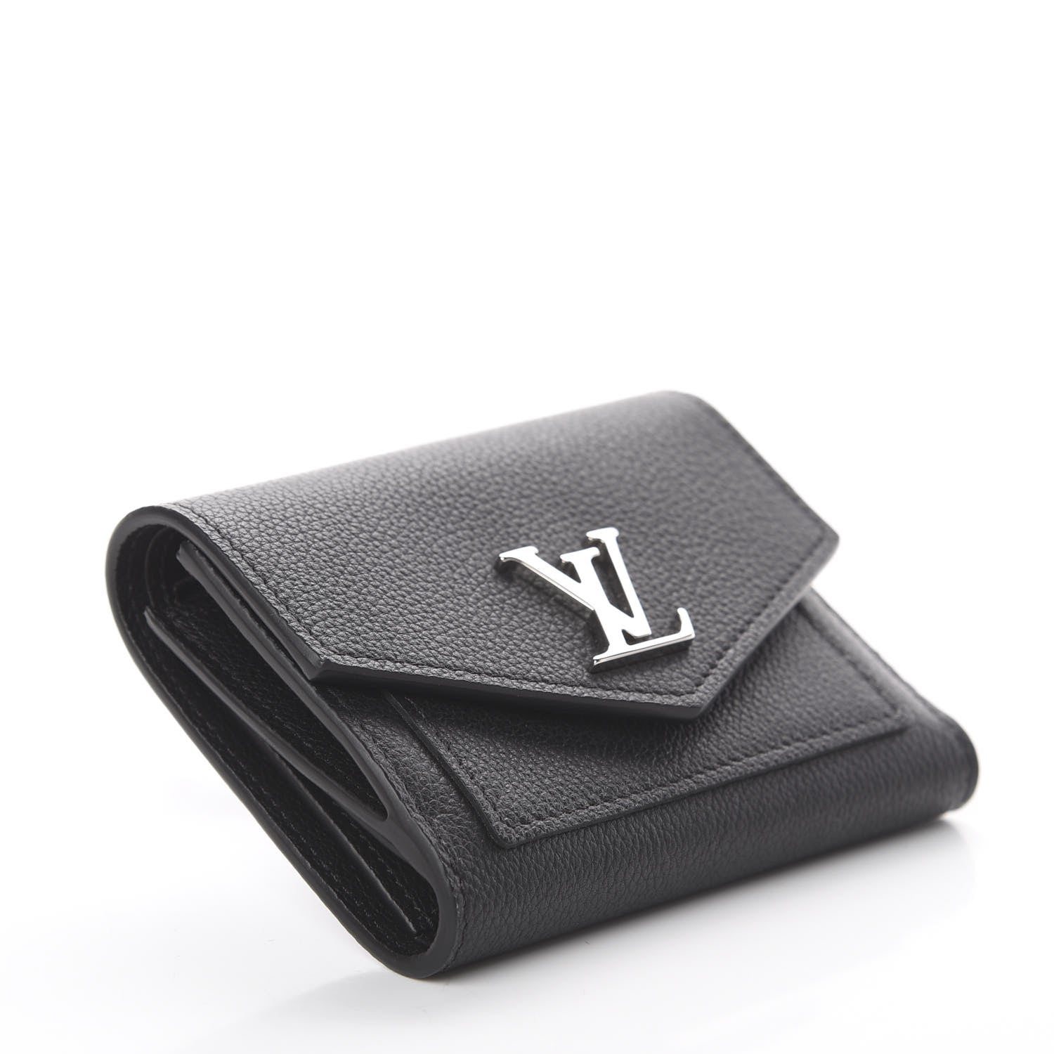 Louis Vuitton Soft Calfskin My Lockme Compact Wallet Black 3 of 5