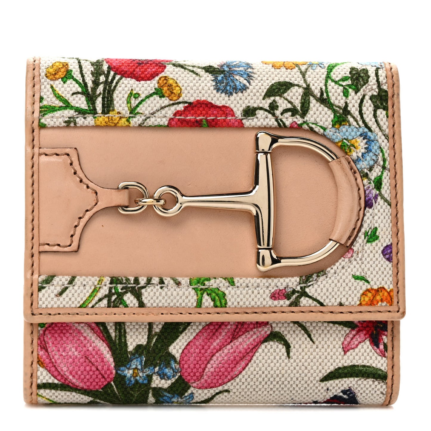 Canvas Floral Flora Hasler Card Case Wallet White