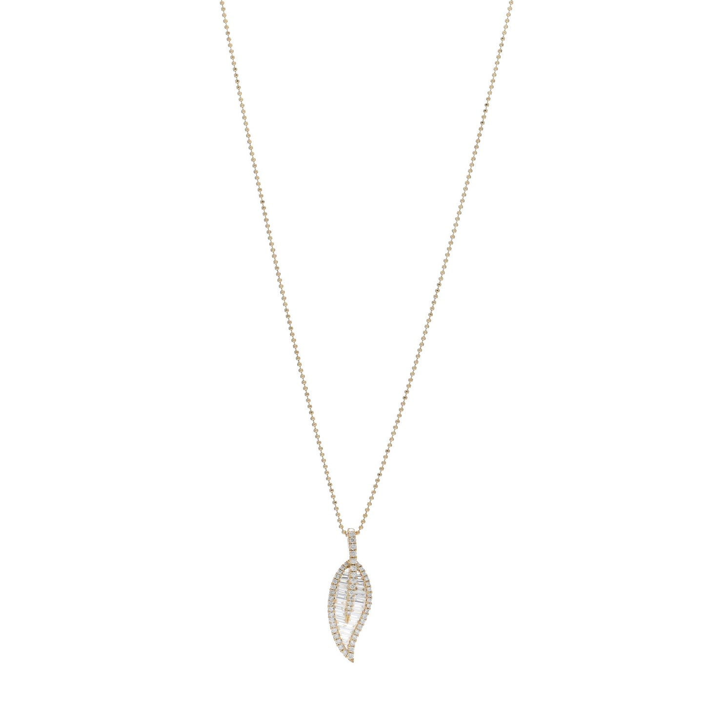 18K Yellow Gold Diamond Large Leaf Pendant Necklace