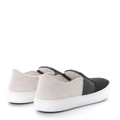 Chanel Suede Calfskin Tweed Sneakers 38.5 Black White 4 of 10