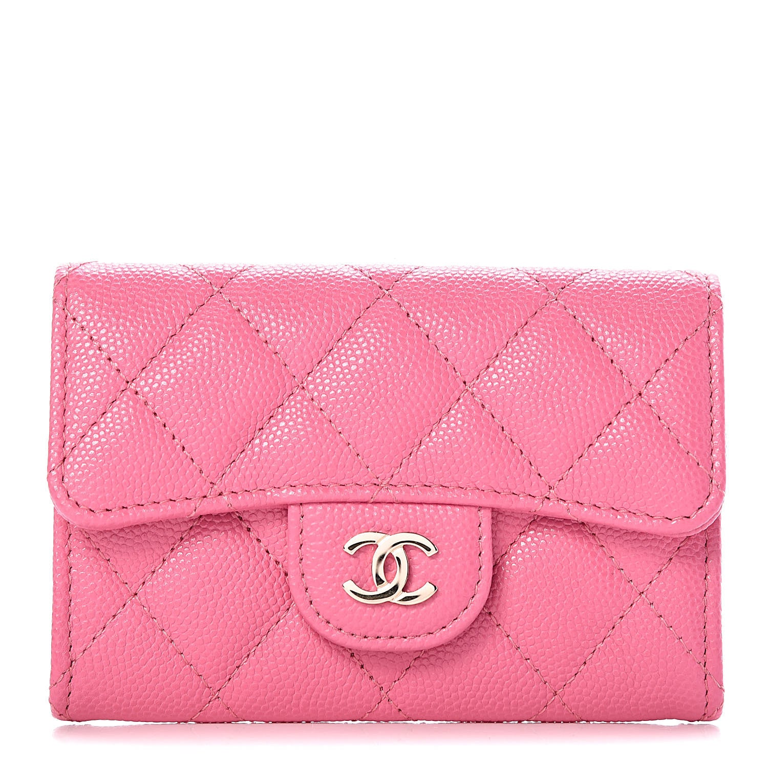 Chanel Caviar Quilted Flap Card Holder Pink 1 of 12