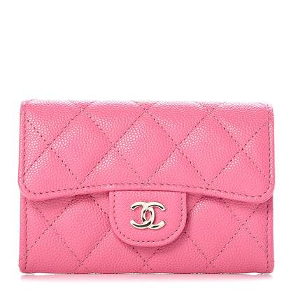 Chanel Caviar Quilted Flap Card Holder Pink 1 of 12