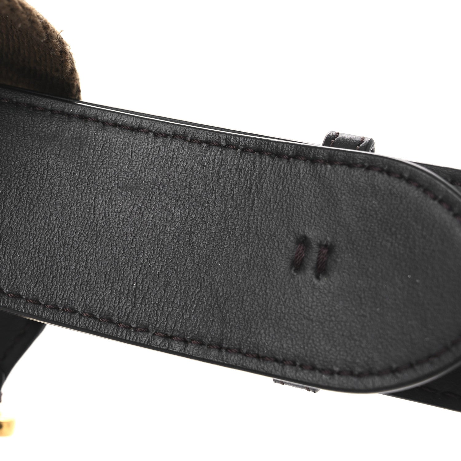 Fendi Ribbon Vitello Century FF 1974 Flat Studded Strap You Fango Marrone Ebano 6 of 7