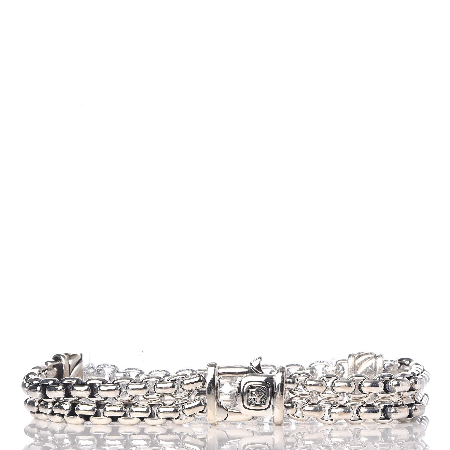 David Yurman Sterling Silver 18K Yellow Gold Double Box Chain Cable Station Bracelet 3 of 5