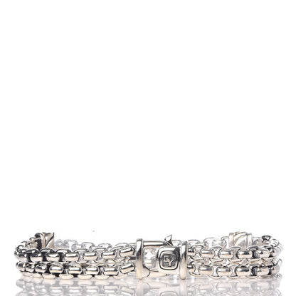 David Yurman Sterling Silver 18K Yellow Gold Double Box Chain Cable Station Bracelet 3 of 5