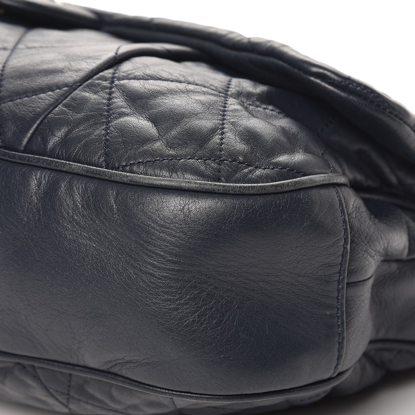 Calfskin Quilted Coco Pleats Flap Dark Navy Blue