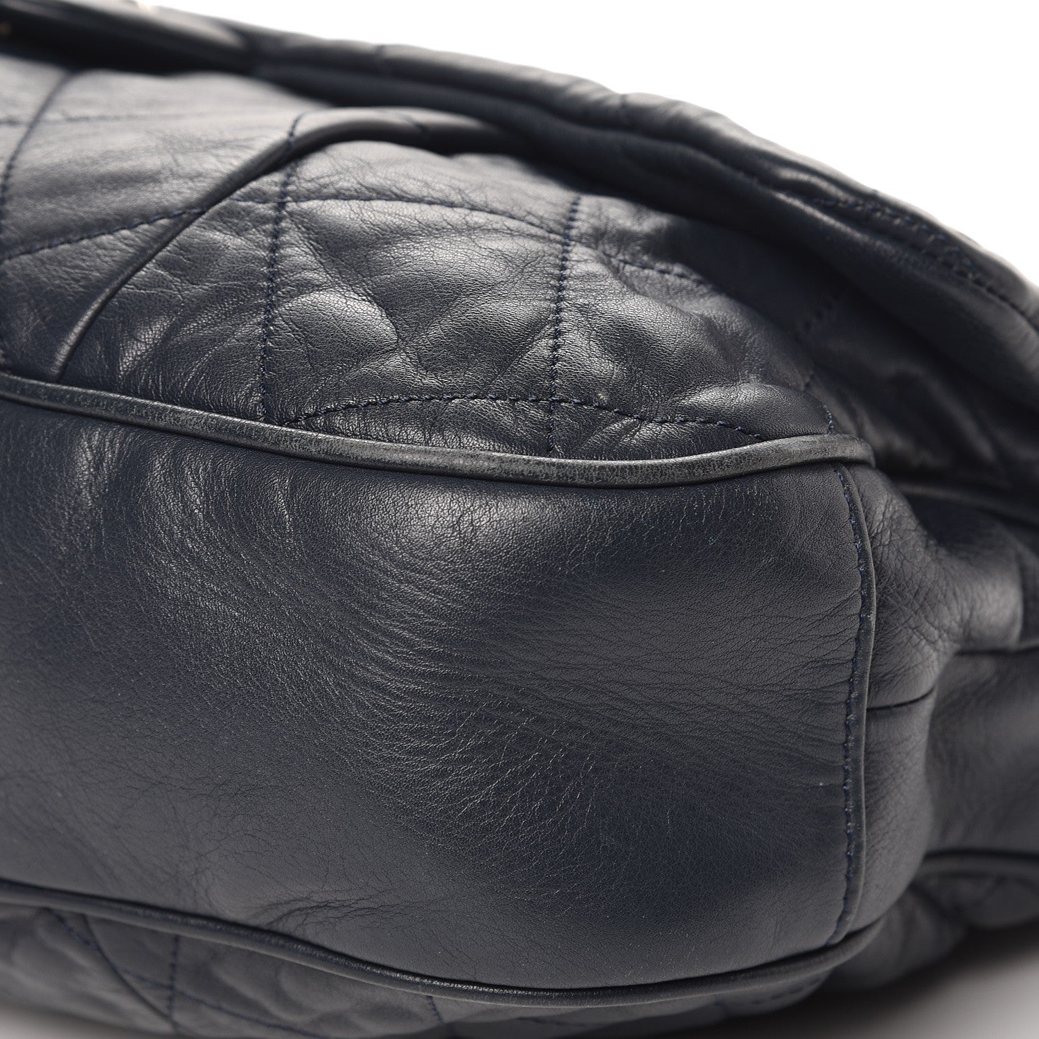 Chanel Calfskin Quilted Coco Pleats Flap Dark Navy Blue 11 of 13