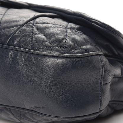 Chanel Calfskin Quilted Coco Pleats Flap Dark Navy Blue 11 of 13