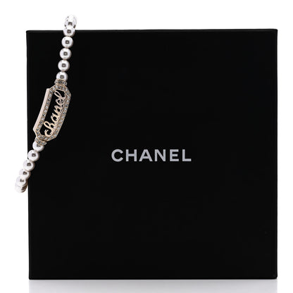 Chanel Pearl Crystal Logo Choker Gold Pearly White 6 of 6