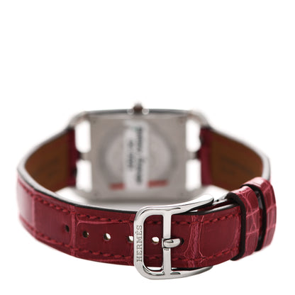 Hermes Stainless Steel Alligator Diamond Bezel Mother of Pearl 23mm Cape Cod Quartz Watch Braise 3 of 5