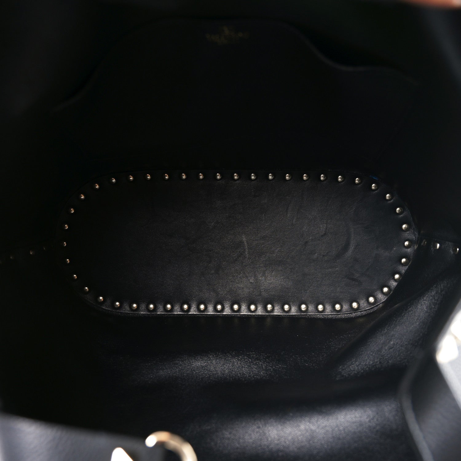 Valentino Garavani Grained Calfskin Small Rockstud Tote Black 5 of 10