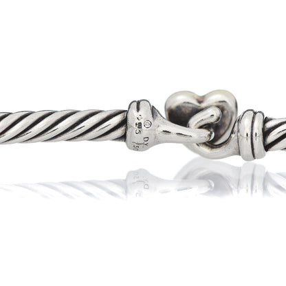 David Yurman Sterling Silver 18K Yellow Gold 3mm Cable Collectibles Heart Bracelet 4 of 4