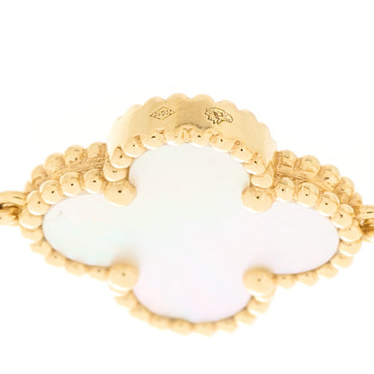 Van Cleef & Arpels 18K Yellow Gold Mother of Pearl 5 Motifs Vintage Alhambra Bracelet 3 of 4