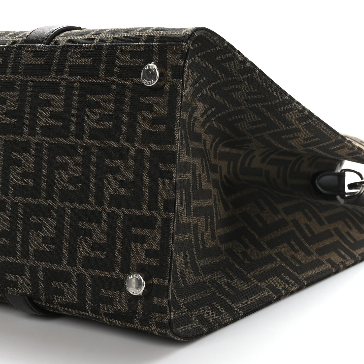 Recycled Fabric Jacquard Vitello Astro FF 1974 Shopping Tote Tobacco Moro Ebano