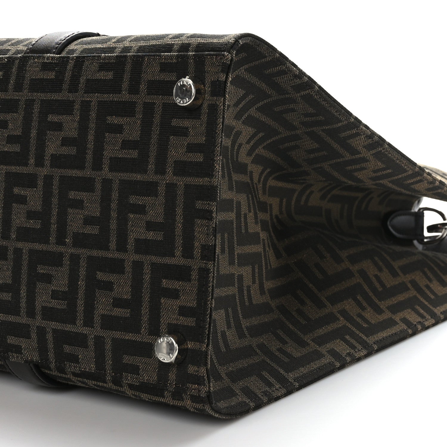 Fendi Recycled Fabric Jacquard Vitello Astro FF 1974 Shopping Tote Tobacco Moro Ebano 9 of 9