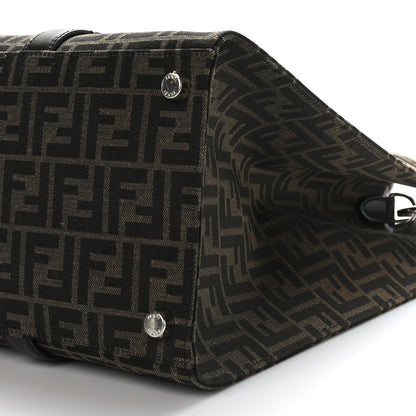Fendi Recycled Fabric Jacquard Vitello Astro FF 1974 Shopping Tote Tobacco Moro Ebano 9 of 9