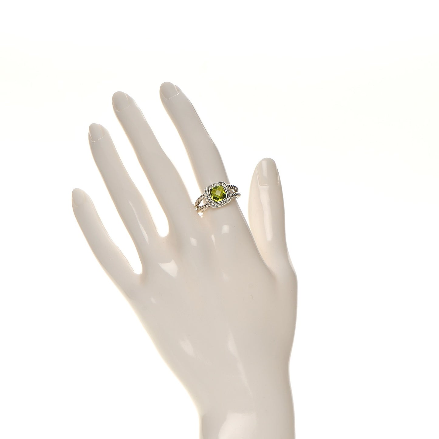 Sterling Silver Diamond Peridot 7mm Petite Albion Ring 55 7.25