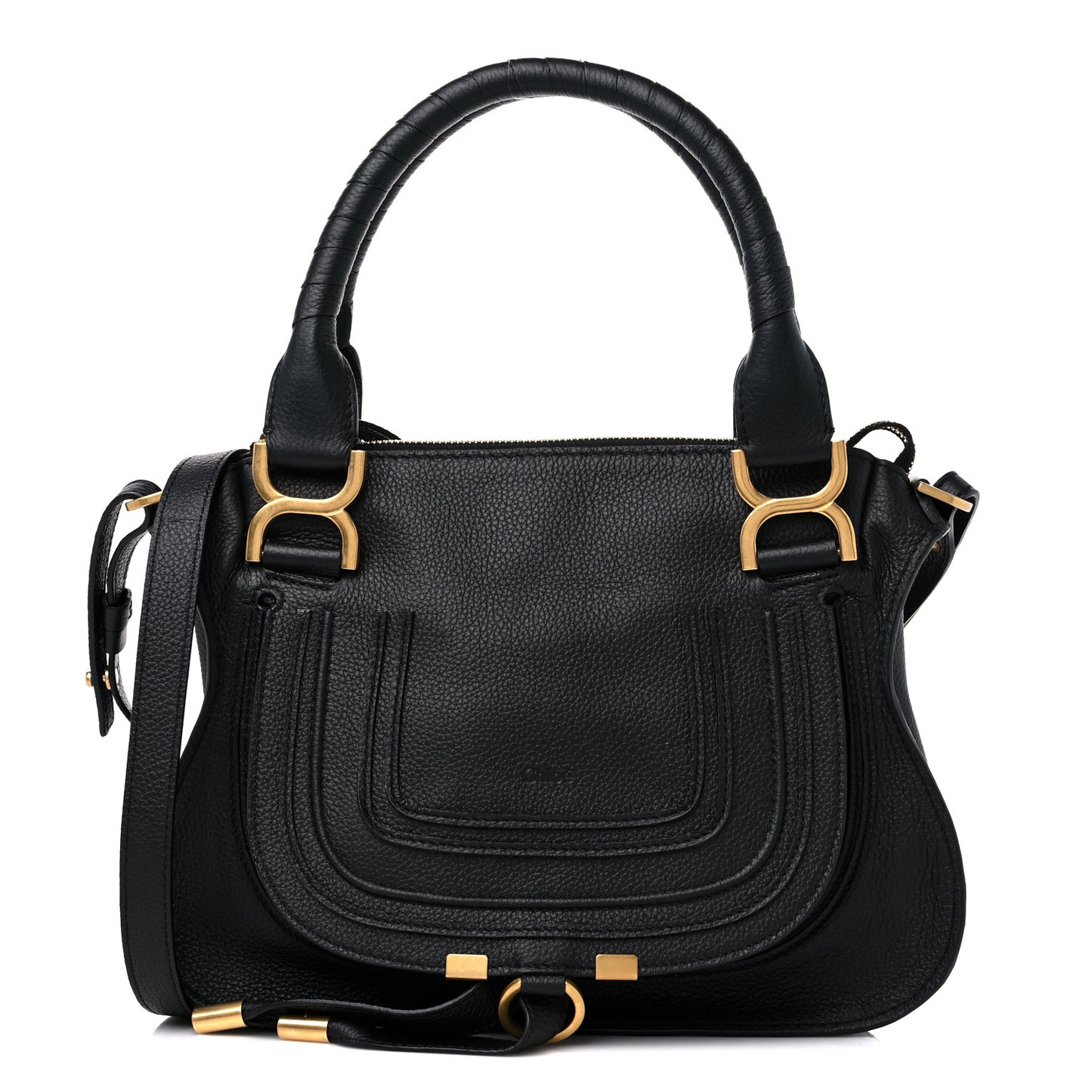 Calfskin Small Marcie Satchel Black