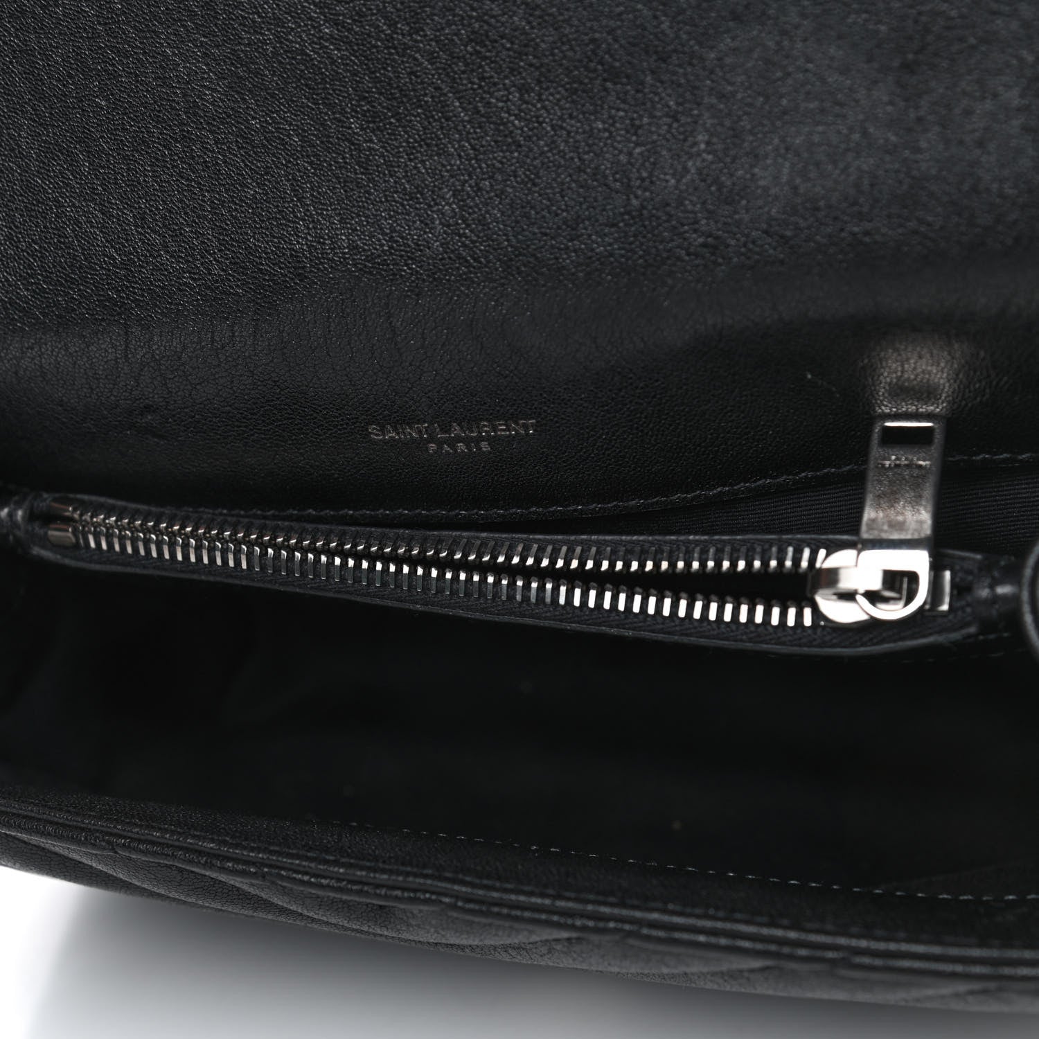 Saint Laurent Sheepskin Matelasse Chevron Monogram Medium College Bag Black 4 of 5