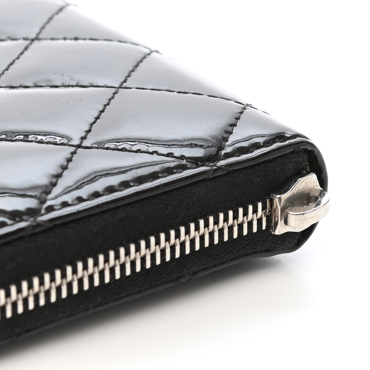 Chanel Patent Quilted Brilliant Zip Around Wallet Black 9 of 9