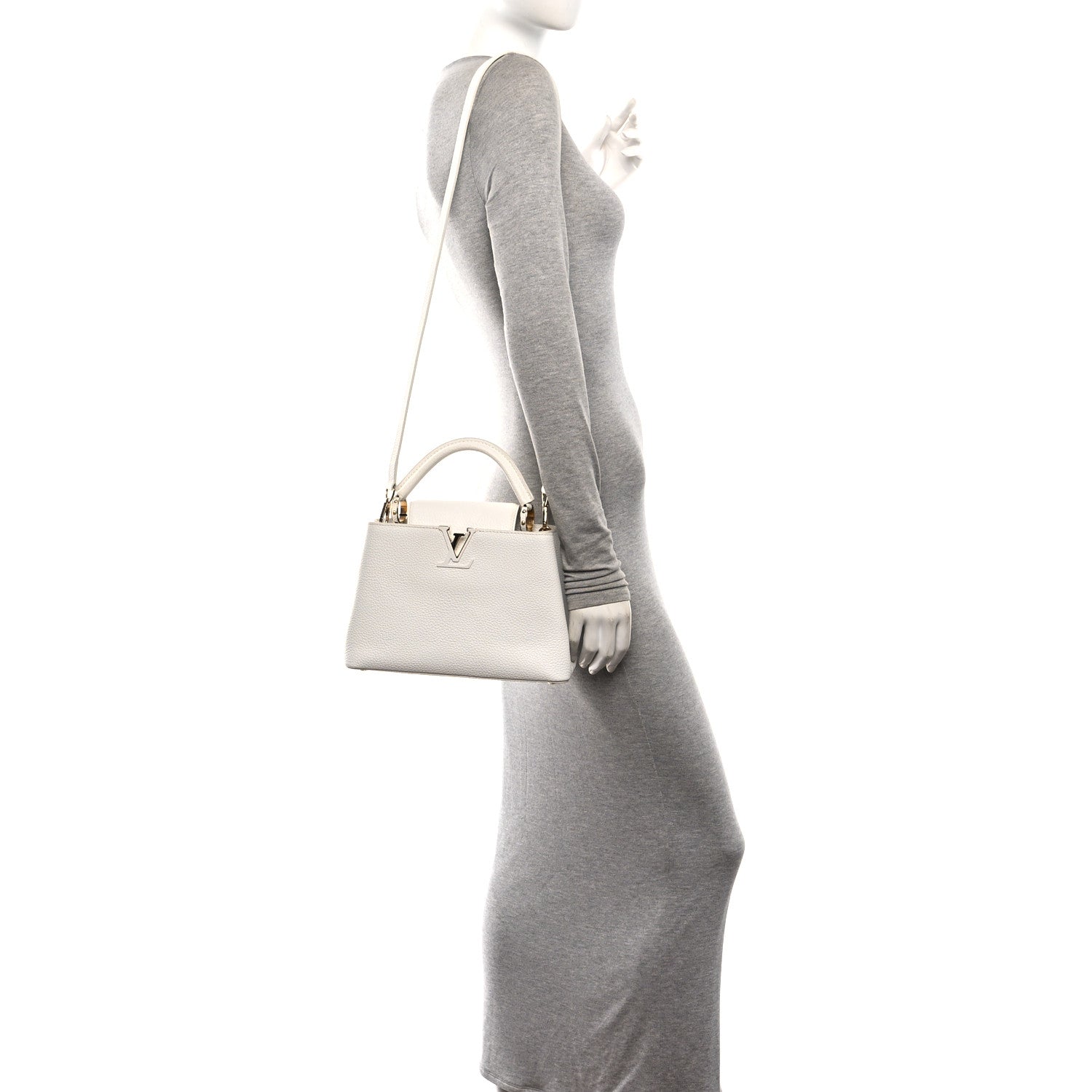 Louis Vuitton Taurillon Capucines BB Blanc Casse 2 of 10