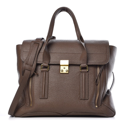 3.1 Phillip Lim 3.1 Textured Calfskin Large Pashli Satchel Taupe 1 of 13