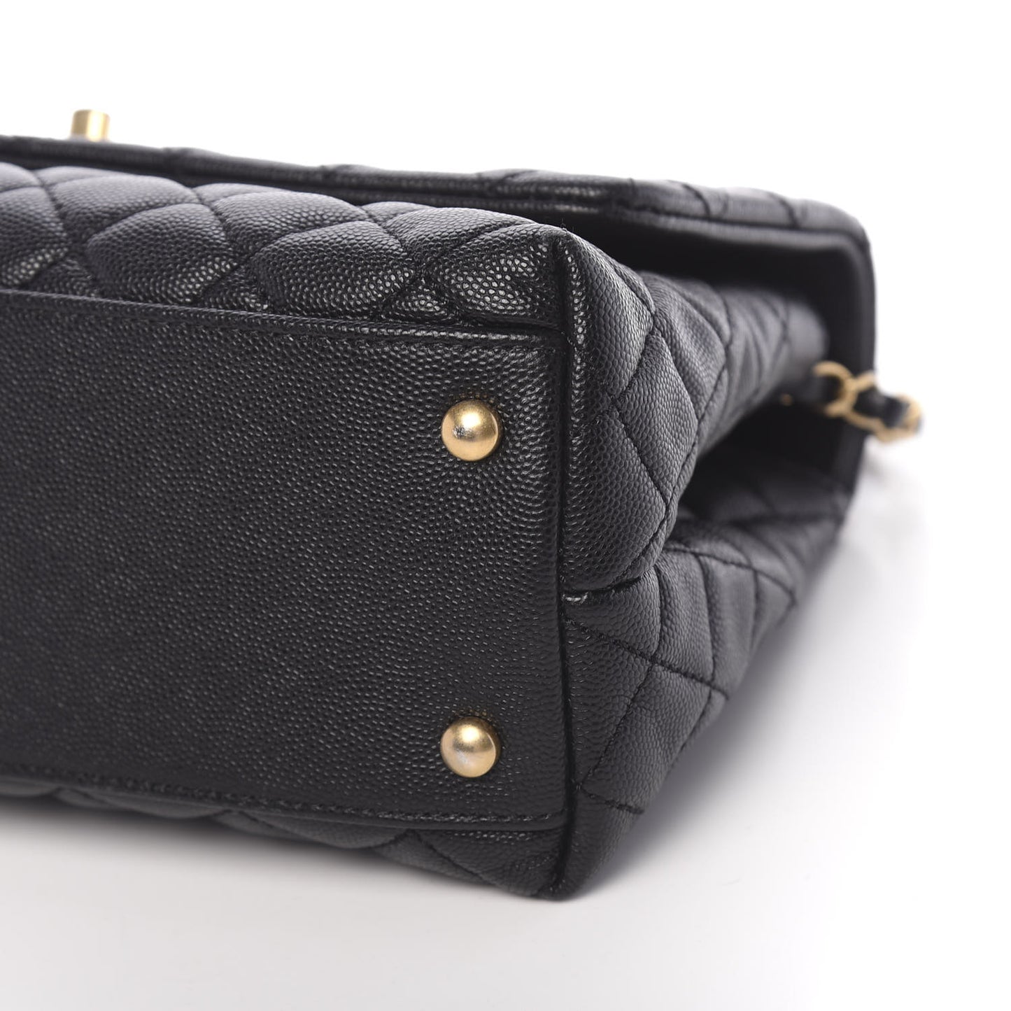 Caviar Quilted Small Coco Handle Flap Black