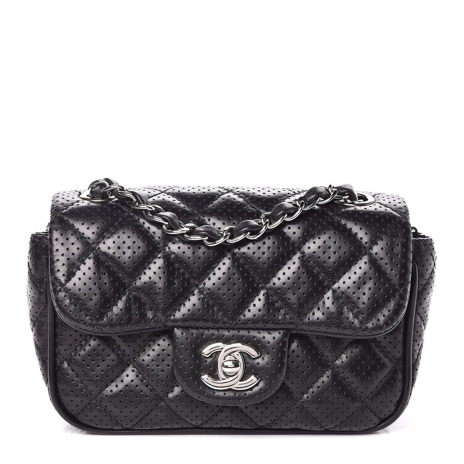 Chanel Lambskin Perforated Mini Rectangular Flap Black 1 of 9