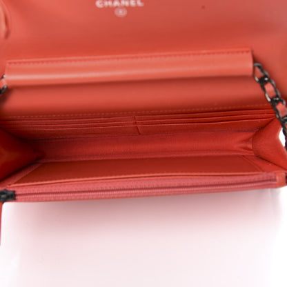 Chanel Velvet Classic Quilted Wallet On Chain WOC Coral 5 of 18