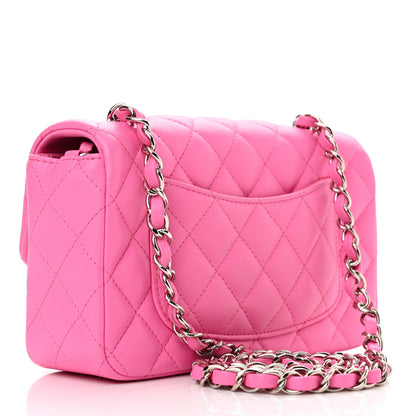 Chanel Lambskin Quilted Mini Rectangular Flap Neon Pink 2 of 11