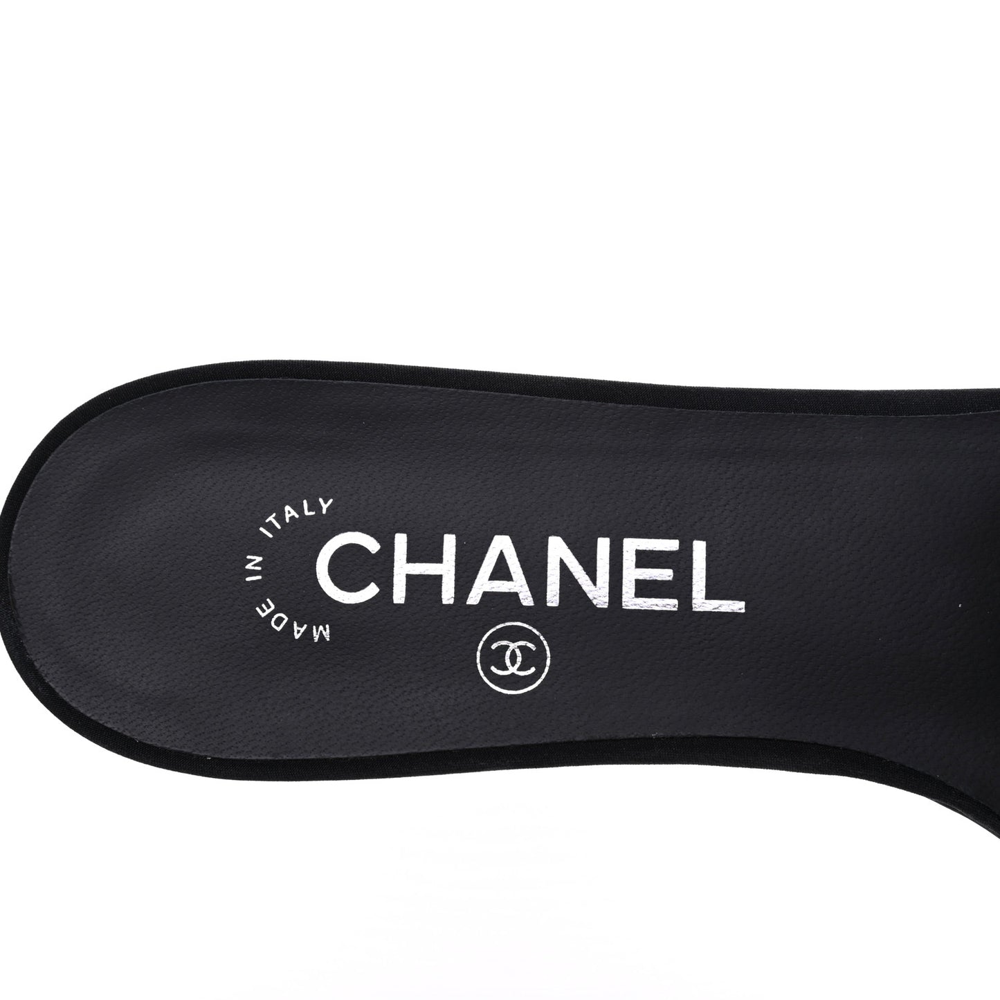 Satin Pearl Flat Sandals 40 Black