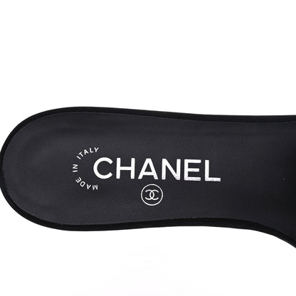 Chanel Satin Pearl Flat Sandals 40 Black 8 of 11