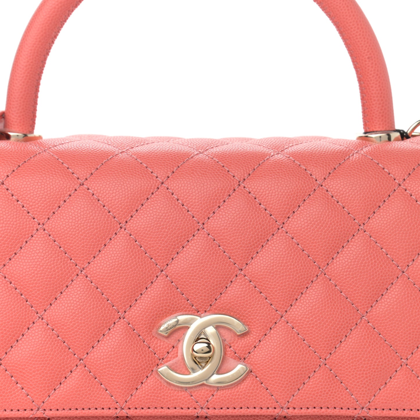Caviar Quilted Small Coco Handle Flap Pink