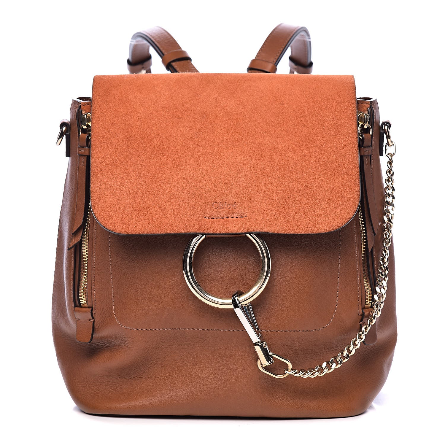 Chloe Suede Calfskin Medium Faye Backpack Tan 1 of 10