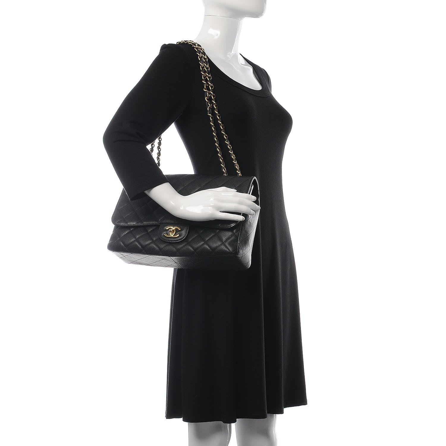 Chanel Caviar Quilted Jumbo Single Flap Black 3 of 9