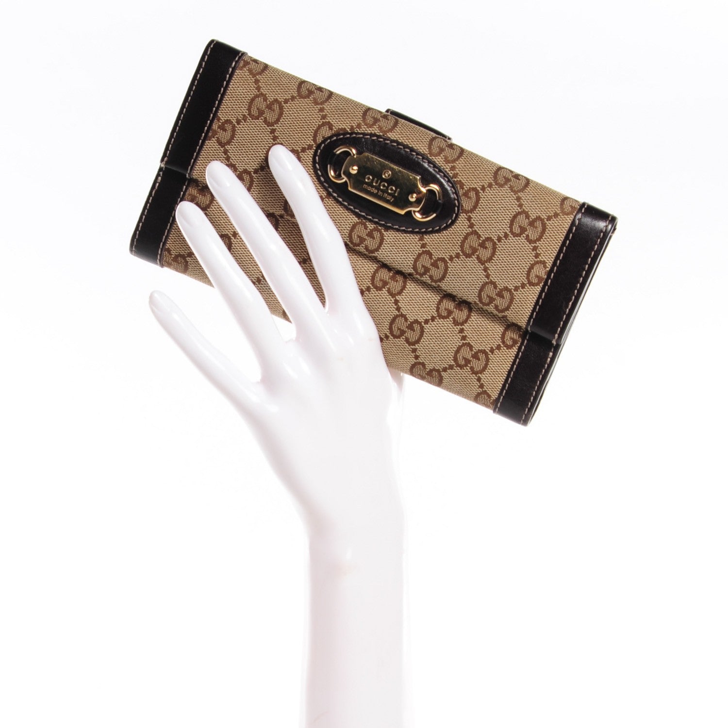 Gucci Monogram Punch Continental Flap Wallet Dark Brown 2 of 7